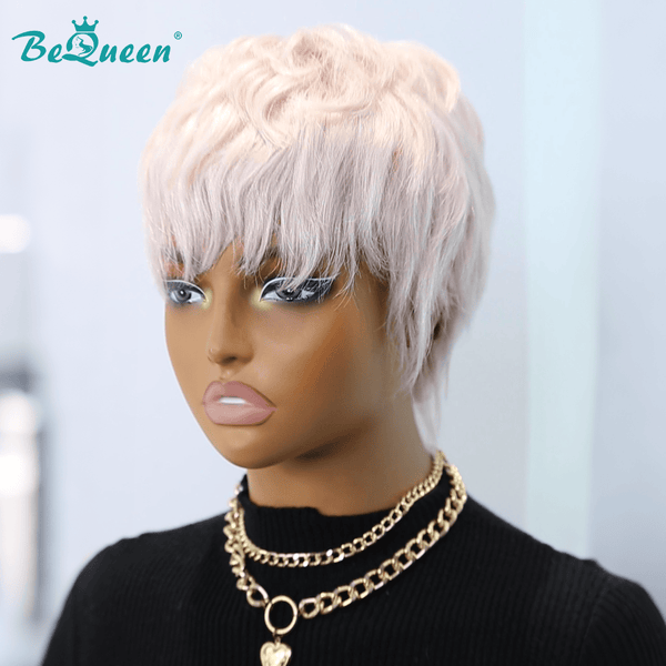 overseas PIXIE WIGS Bequeen Machine Made Silver Gray Pixie Wig
