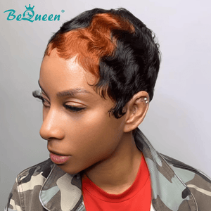 overseas PIXIE WIGS Bequeen Machine Made Two-Color Sexy Fiery Pixie Wig