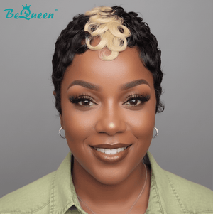overseas PIXIE WIGS Bequeen Mixed Blonde Finger Wave Special Style Pixie Cut Wig