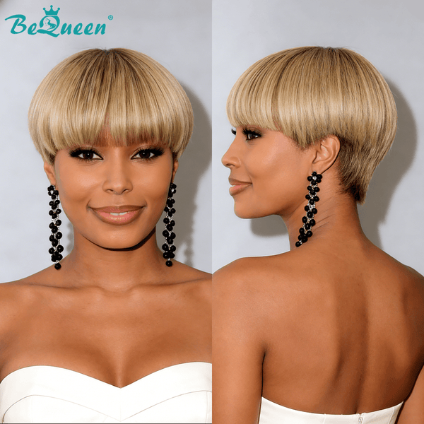overseas PIXIE WIGS Bequeen Mixed Golden Color Straight Machine Made Topper