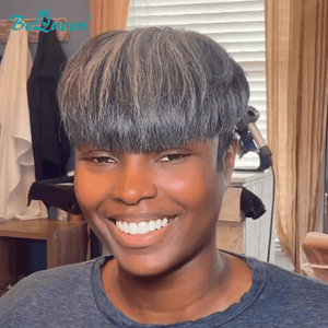 overseas PIXIE WIGS Bequeen Natural Highlight White Pixie Wig