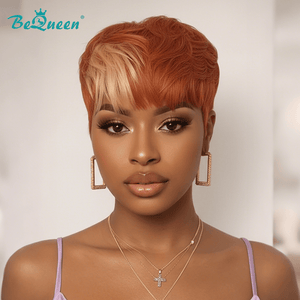 overseas PIXIE WIGS Bequeen Orange Highlight Blonde Short Cut Pixie Wig