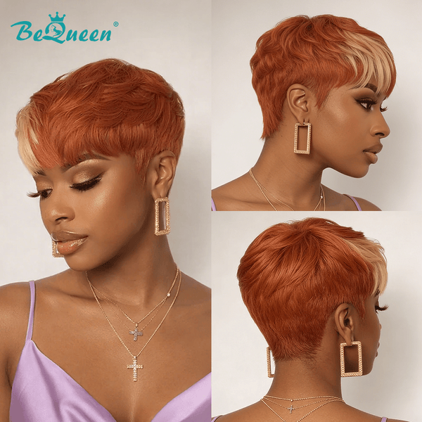 overseas PIXIE WIGS Bequeen Orange Highlight Blonde Short Cut Pixie Wig