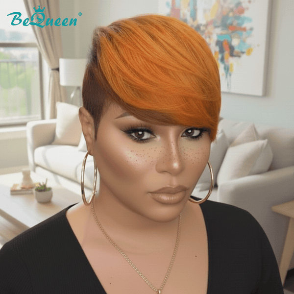 overseas PIXIE WIGS Bequeen Orange Side Part Short Cut Pixie Wig