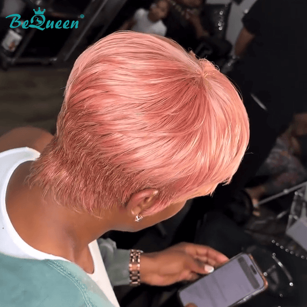 overseas PIXIE WIGS Bequeen Pink Machine Made Pixie Wig