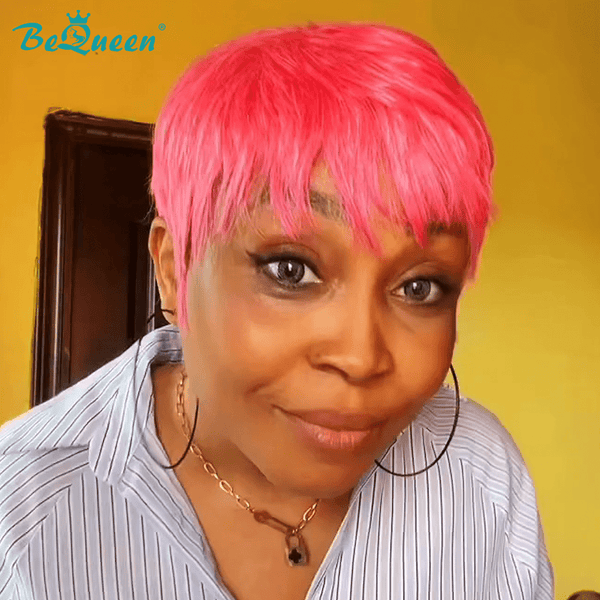 overseas PIXIE WIGS Bequeen Pink Short Cut Pixie Wig