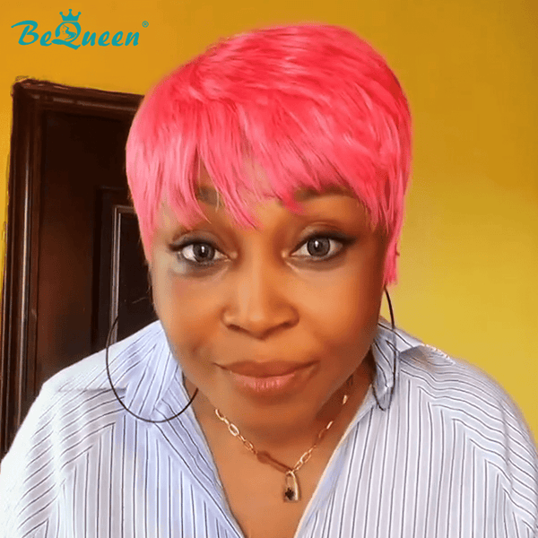 overseas PIXIE WIGS Bequeen Pink Short Cut Pixie Wig