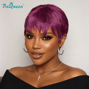 overseas PIXIE WIGS Bequeen Pixie Cut Light Purple Machine Made Wig
