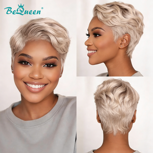 overseas PIXIE WIGS Bequeen Platinum Color Short Cut Frontal Lace Wig