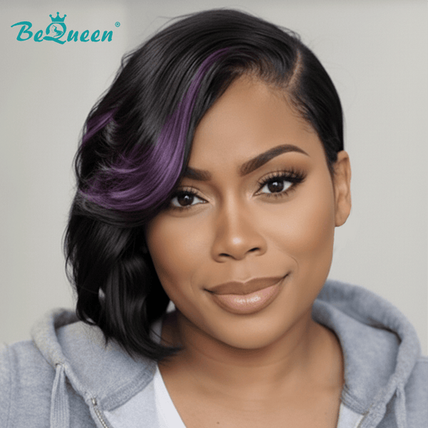 overseas PIXIE WIGS Bequeen Purple Side Part Frontal Lace Wig
