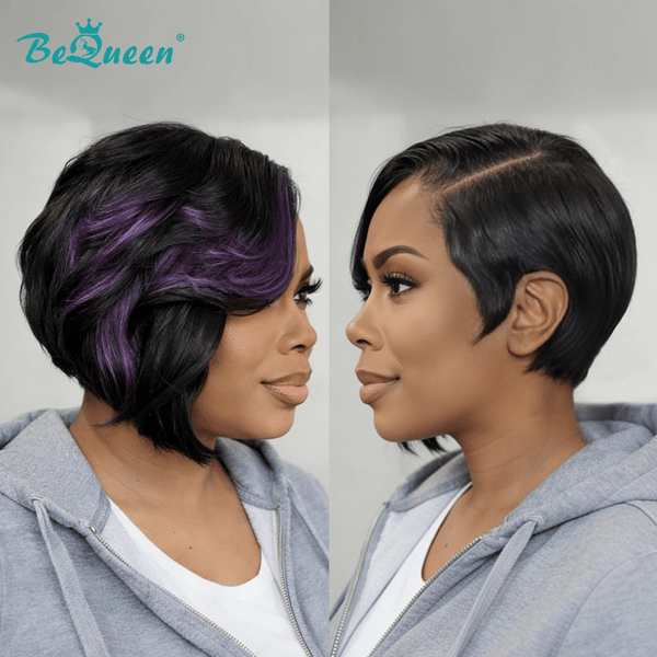 overseas PIXIE WIGS Bequeen Purple Side Part Frontal Lace Wig
