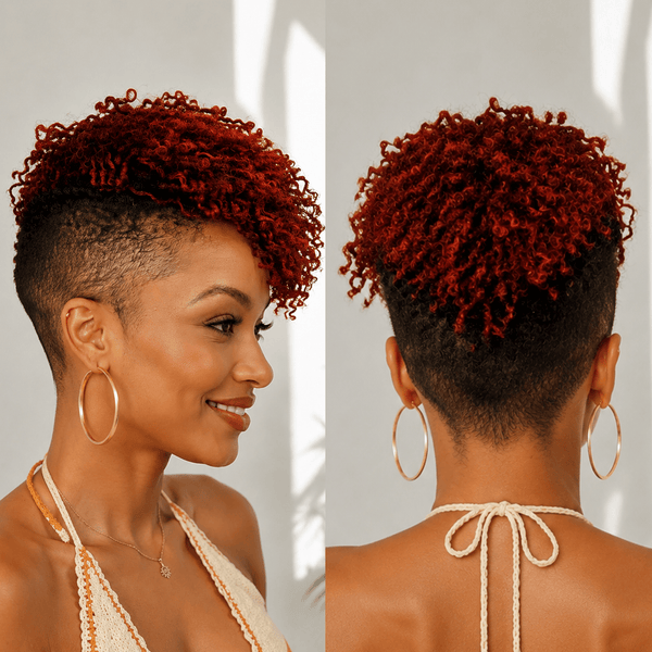 overseas TOPPER & MOHAWK Bequeen Red Fluffy Kinky Style Side Part Long Topper