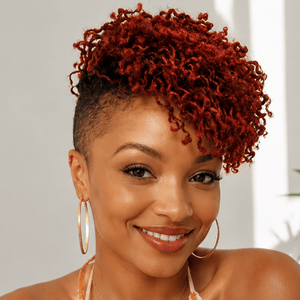 overseas TOPPER & MOHAWK Bequeen Red Fluffy Kinky Style Side Part Long Topper