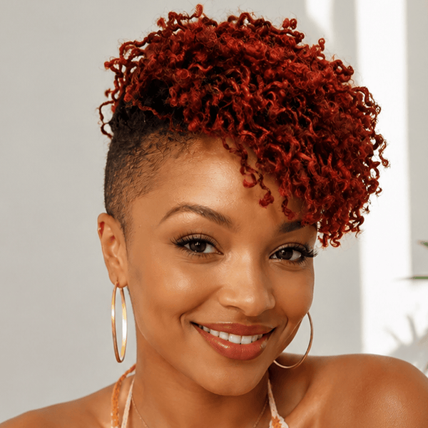 overseas TOPPER & MOHAWK Bequeen Red Fluffy Kinky Style Side Part Long Topper