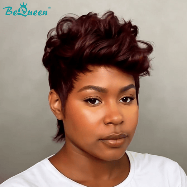 overseas PIXIE WIGS Bequeen Red Wine Short Cut Spiky Style Pixie Wig