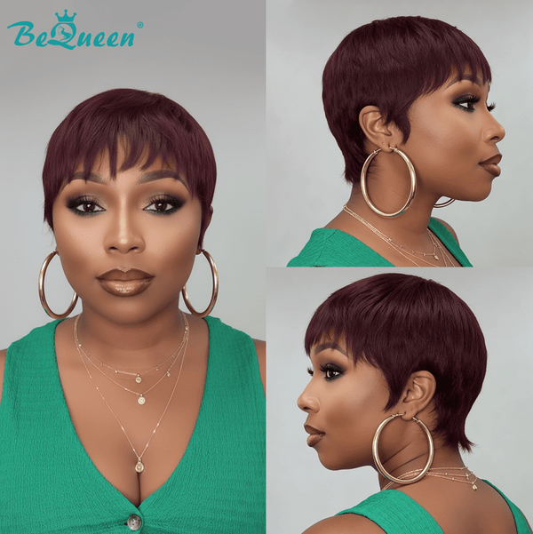 overseas PIXIE WIGS Bequeen Reddish Brown Natural Style Pixie Cut Wig