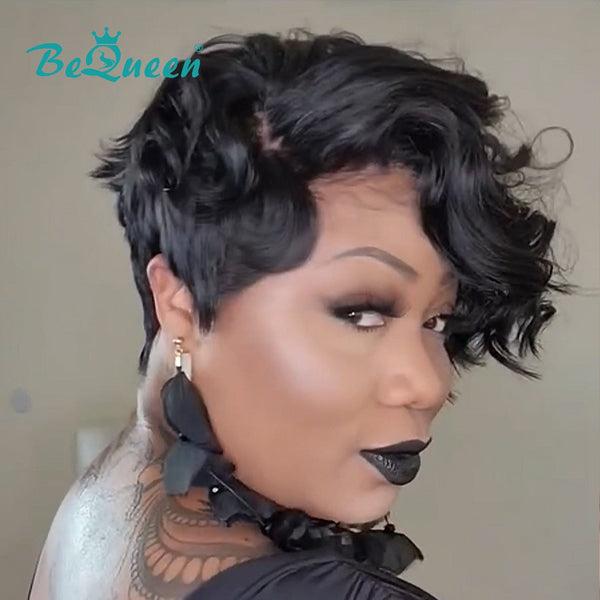 overseas PIXIE WIGS Bequeen Sexy Side Part Fashion Wave Pixie Lace Wig