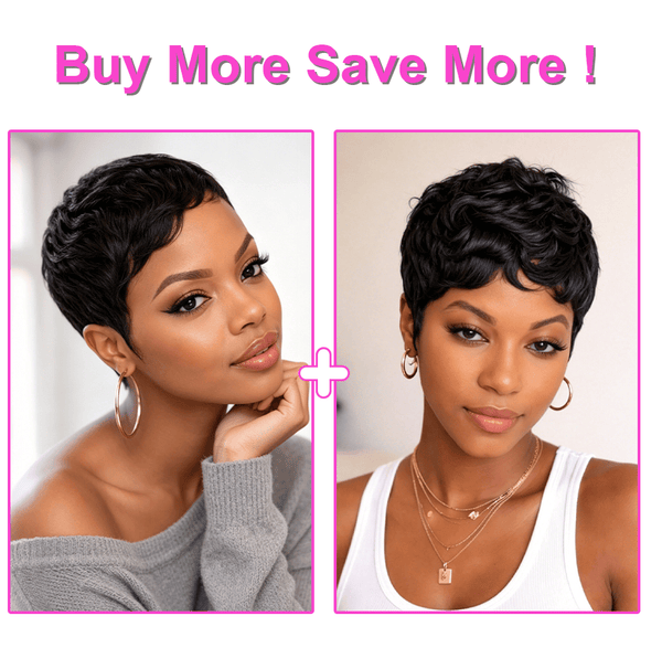 overseas PIXIE WIGS 2 wigs-A Bequeen Short Cut Machine Made Short Wig