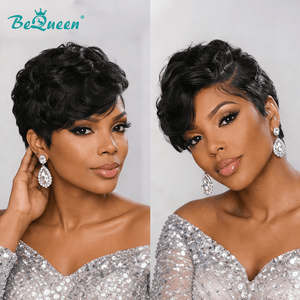 overseas PIXIE WIGS Bequeen Side Part Curly Wave Pixie Lace Wig