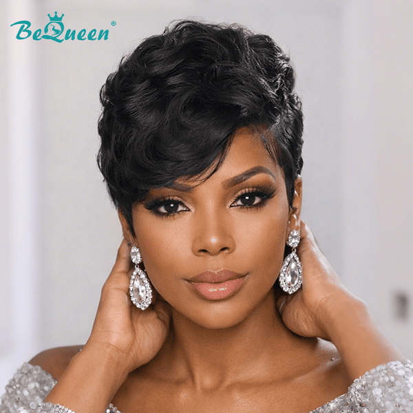 overseas PIXIE WIGS Bequeen Side Part Curly Wave Pixie Lace Wig