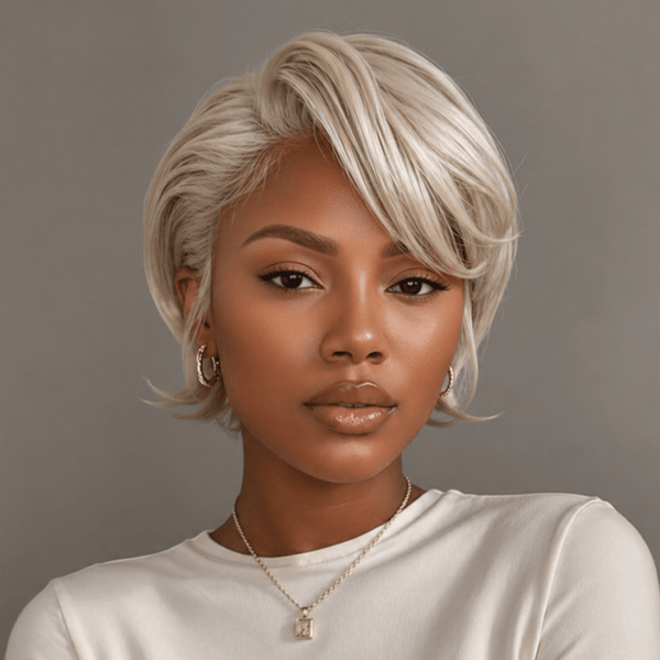 overseas PIXIE WIGS BeQueen Silver Side Part Short Cut Wig