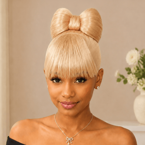 overseas Workout Wig Blonde Bequeen Sleek Bowknot Style Updo 100% Human Hair Wig
