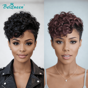 overseas PIXIE WIGS Bequeen Special Made Natural Wave Lace Pixie Cut Wig