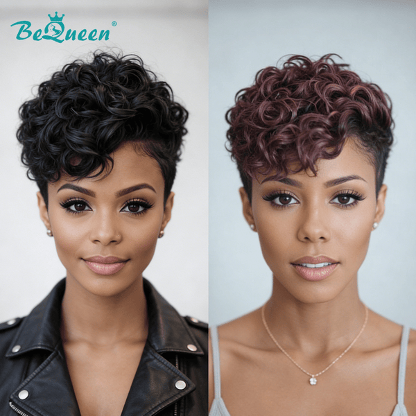 overseas PIXIE WIGS Bequeen Special Made Natural Wave Lace Pixie Cut Wig