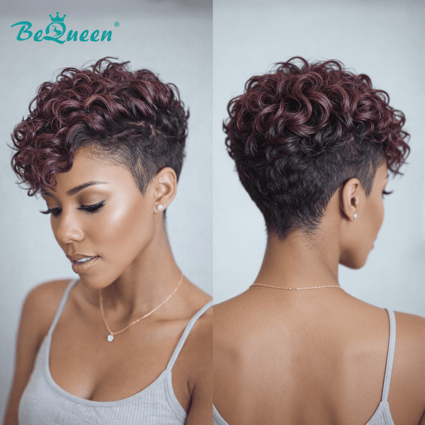 overseas PIXIE WIGS Bequeen Special Made Natural Wave Lace Pixie Cut Wig