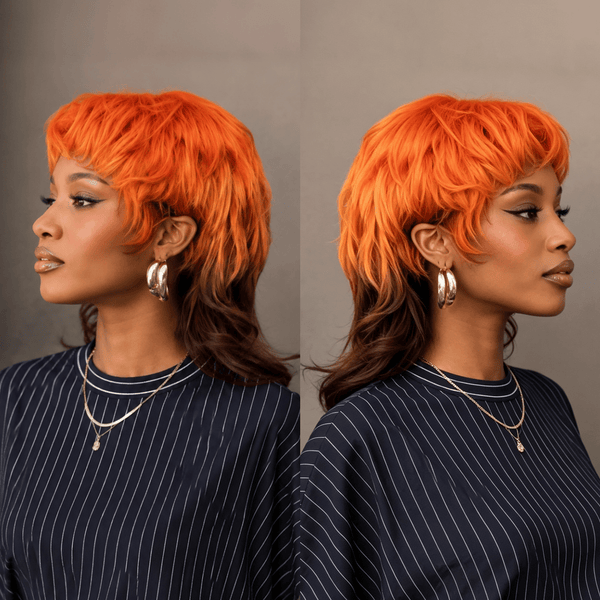 overseas Mullet Wig Bequeen Sun-kissed Mixed Color Tones Mullet Glueless 100% Human Hair