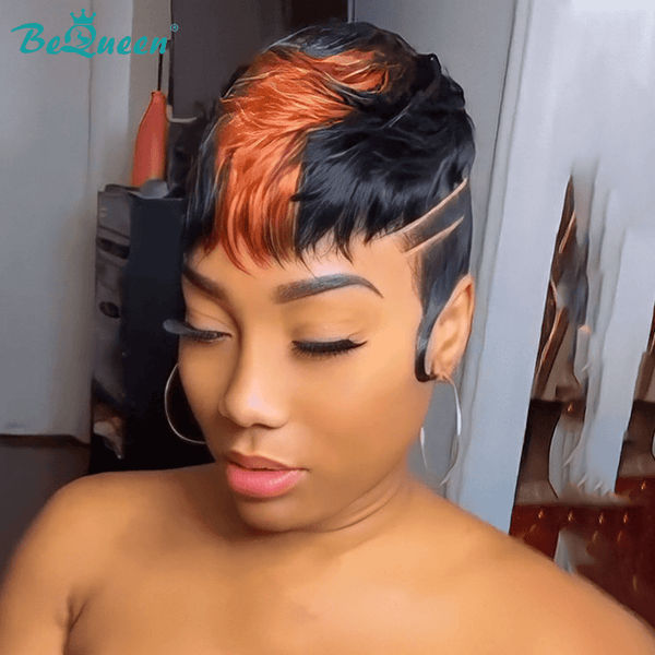overseas PIXIE WIGS Bequeen Sunset Part Short Cut Pixie Wig