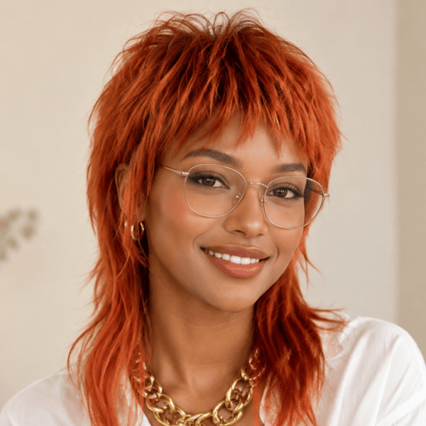 overseas Mullet Wig Bequeen Tangerine Dream Dark Root Mullet Glueless 100% Human Hair