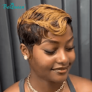 overseas PIXIE WIGS Bequeen Yellow Pixie Cut Wig Special Style