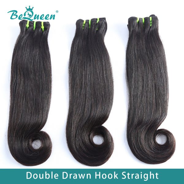 BEQUEEN Double Drawn 100% Virgin Hair Fumi Hook Straight Hair Weave BeQueenWig