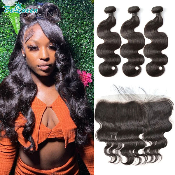 BEQUEEN Body Wave 3 Bundles With HD 13x4 Lace Frontal BeQueenWig