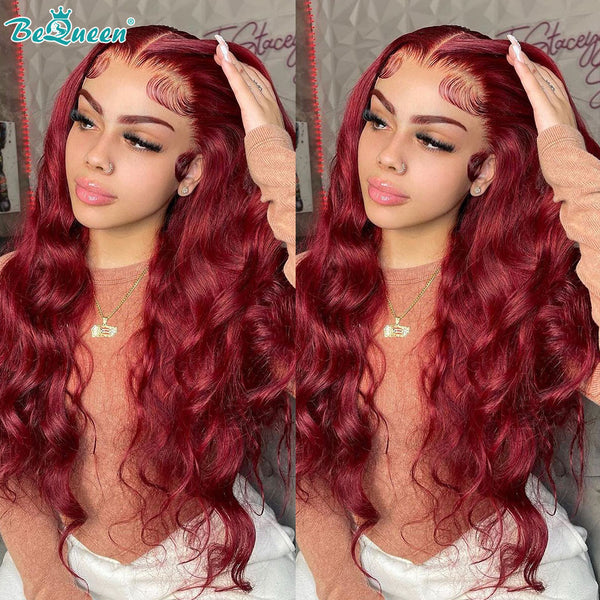 BEQUEEN 99J Body Wave 13X4 Lace Frontal Wig Human Hair Wig BeQueenWig