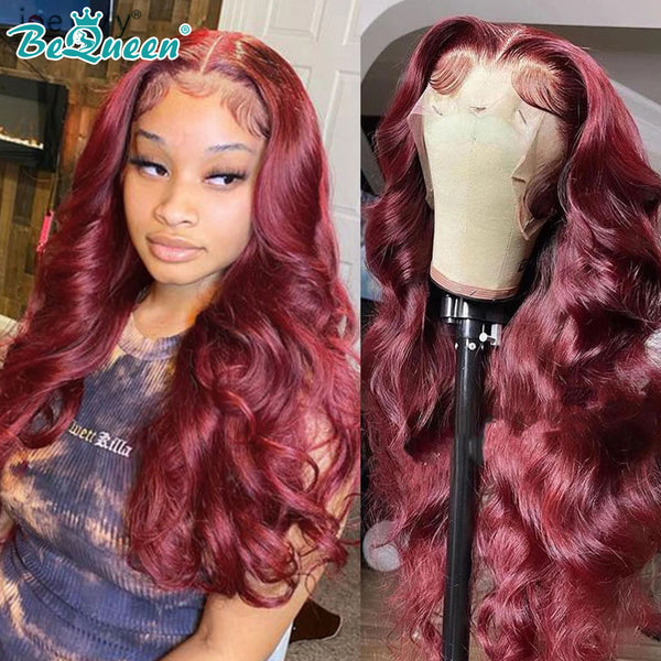 BEQUEEN Pre-Plucked  Body Wave 99J 13X6X1 Lace Wig 100% Human Hair Wig BeQueenWig