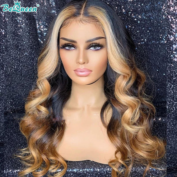 BEQUEEN Pre-Plucked Body Wave 1B#4#27MIX#27 13X6X1 Lace Wig 100% Human Hair Wig BeQueenWig