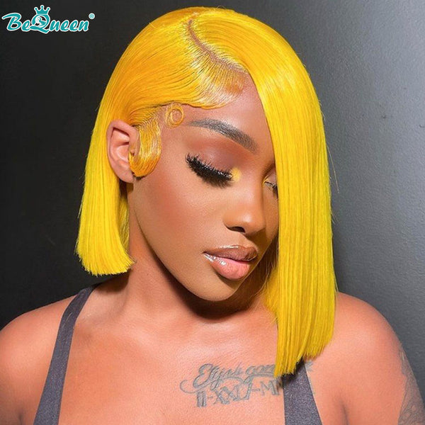 BEQUEEN 13x4 Lace Front Wig Straight Yellow Bob Wig BeQueenWig