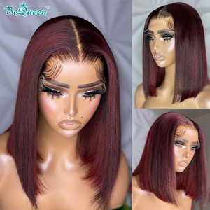 BEQUEEN 4x4 Lace Closure Wig Straight 1B99J Bob Wig BeQueenWig