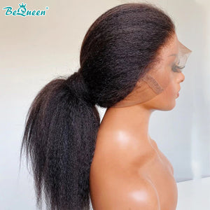 BEQUEEN 100% Human Hair Pre-Plucked Kinky Straight 360 Lace Frontal Wig BeQueenWig