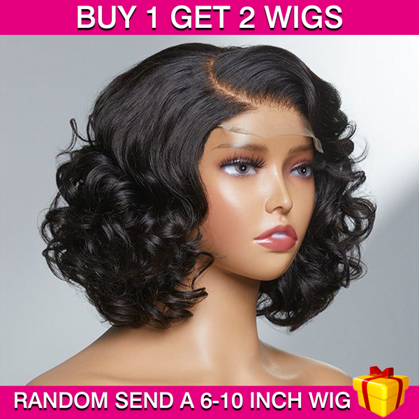 BEQUEEN Buy 1 Get 2 Wig - First Wig: 4x4 Loose Wave Bob (Second Wig: 6-10 Inch Wig Randomly Sent) BeQueenWig
