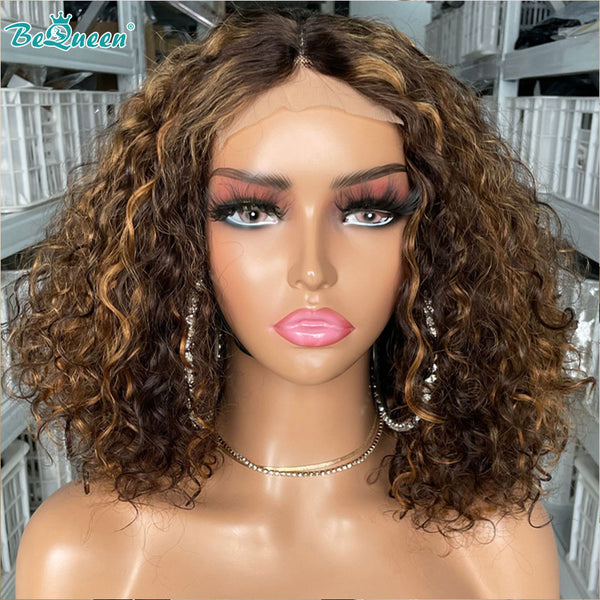BEQUEEN 4x4 Lace Closure Wig Curly Wave 4MIX27 Bob Wig BeQueenWig