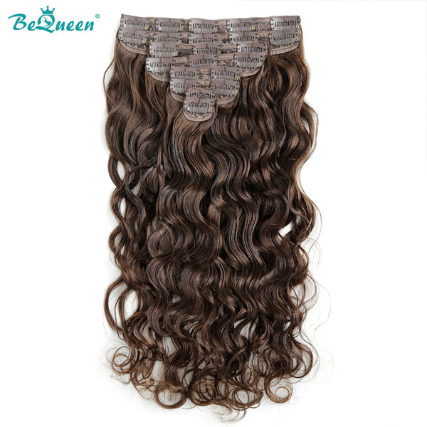 BEQUEEN 4# Body Wave Clip Ins Hair Extensions 120g/Set BeQueenWig