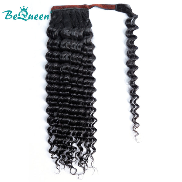 BEQUEEN Deep Wave Clip In Ponytail Human Hair Extensions Bequeen Office Store