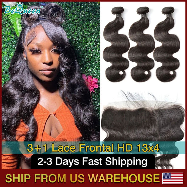 BEQUEEN Body Wave 3 Bundles With HD 13x4 Lace Frontal BeQueenWig