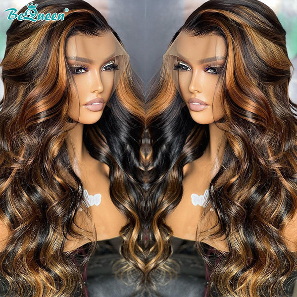 BEQUEEN 1B/T30 Body Wave 13x4 Lace Frontal Wig 100% Human Hair Wig BeQueenWig