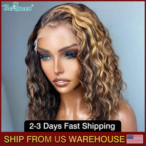 BEQUEEN 4x4 Curly Wave 4#27 Short Bob Closure Wigs 100% Human Hair Wigs BeQueenWig