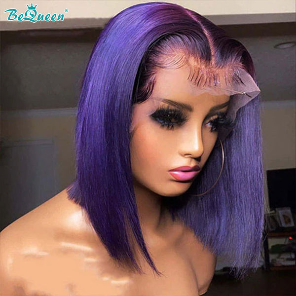 BEQUEEN 13x4 Lace Front Wig Straight Purple Bob Wig BeQueenWig