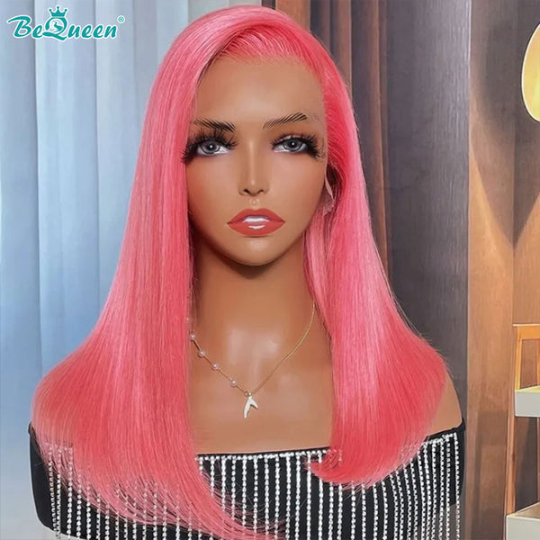 BEQUEEN 13x4 Lace Front Wig Straight Pink Bob Wig BeQueenWig